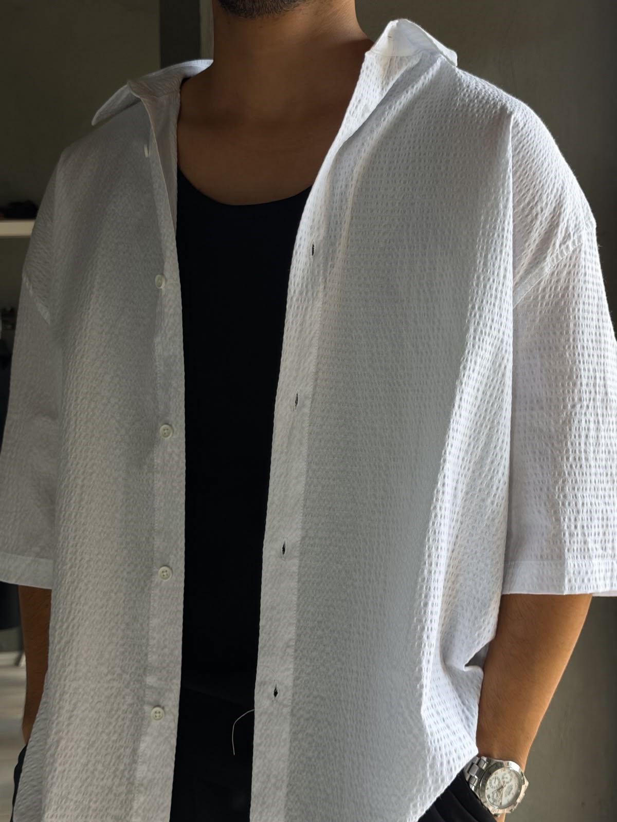 Oversize Baskılı Kısa Kol Gömlek