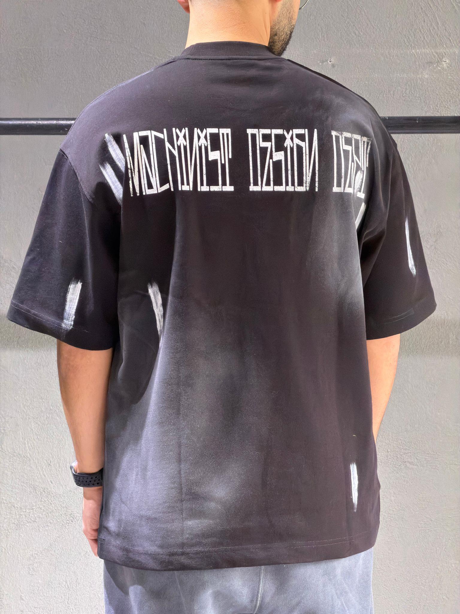 oversize nakışlı ve baskı detaylı tişort 