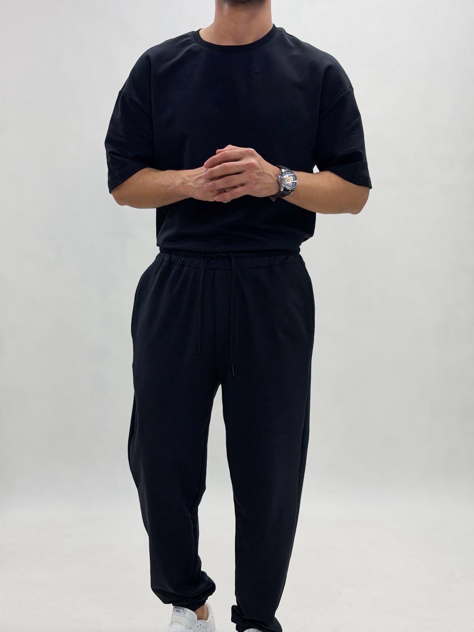 Oversize paça lastikli iki iplik takım