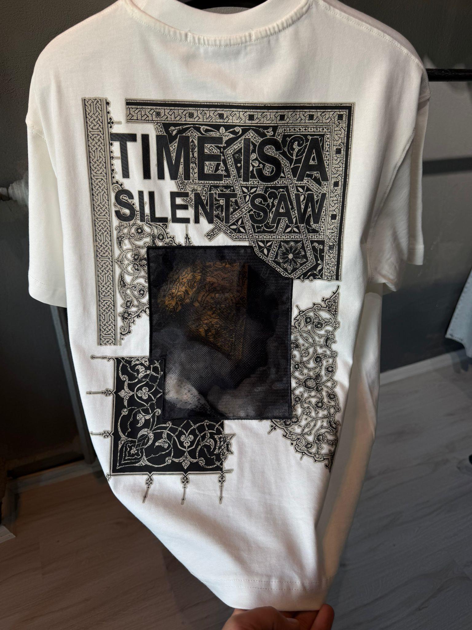 oversize punch print baskı ve nakış detaylı oversize t shirt