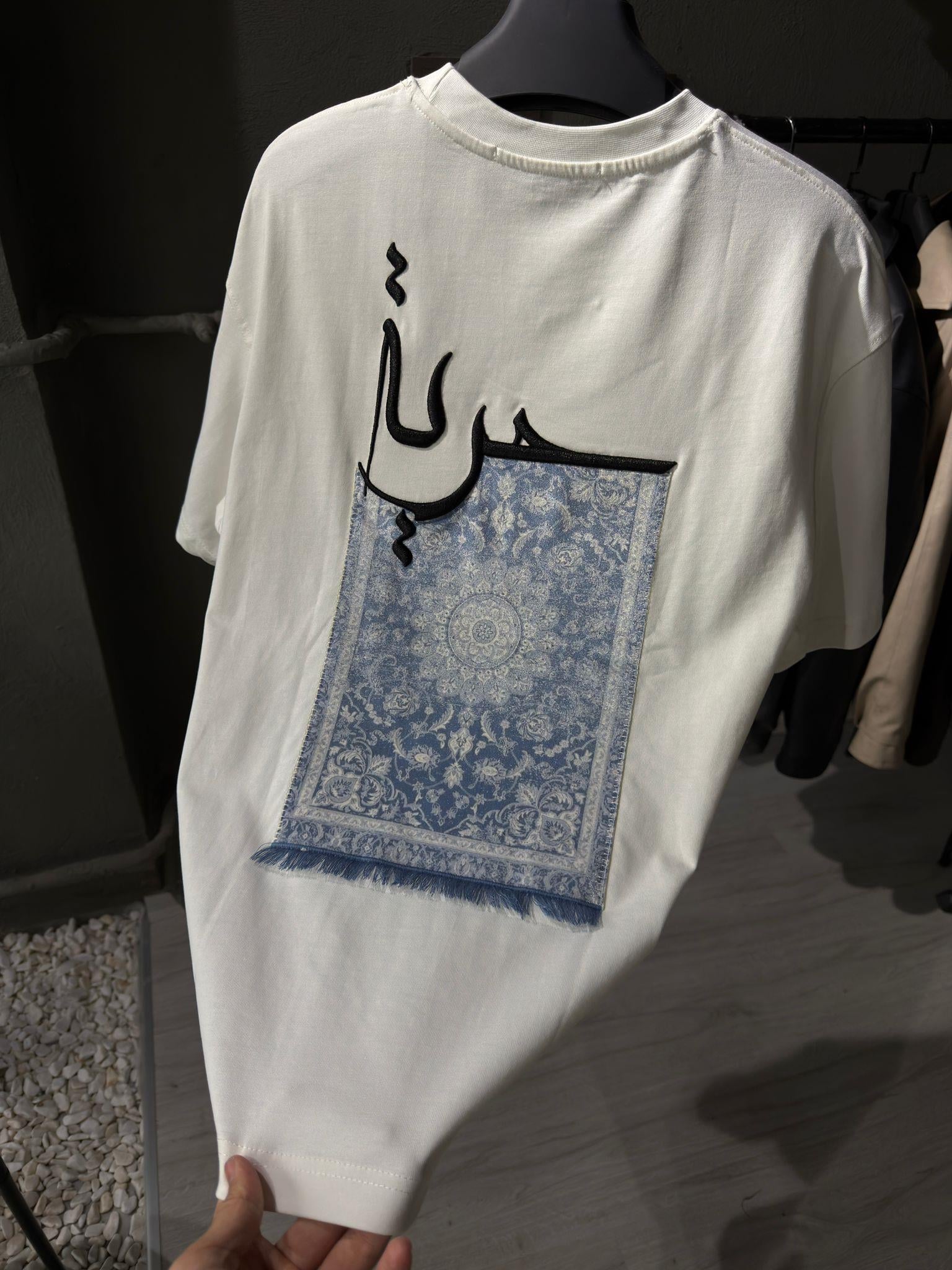 oversize punch print baskı ve nakış detaylı oversize t shirt