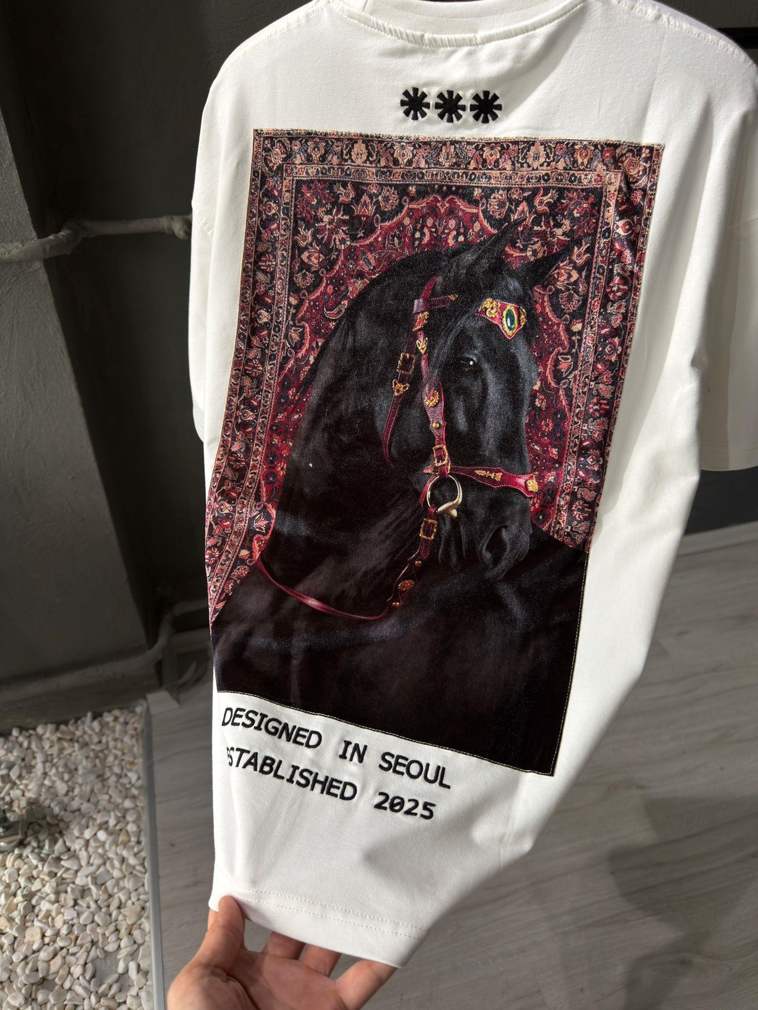 oversize punch print baskı ve nakış detaylı oversize t shirt