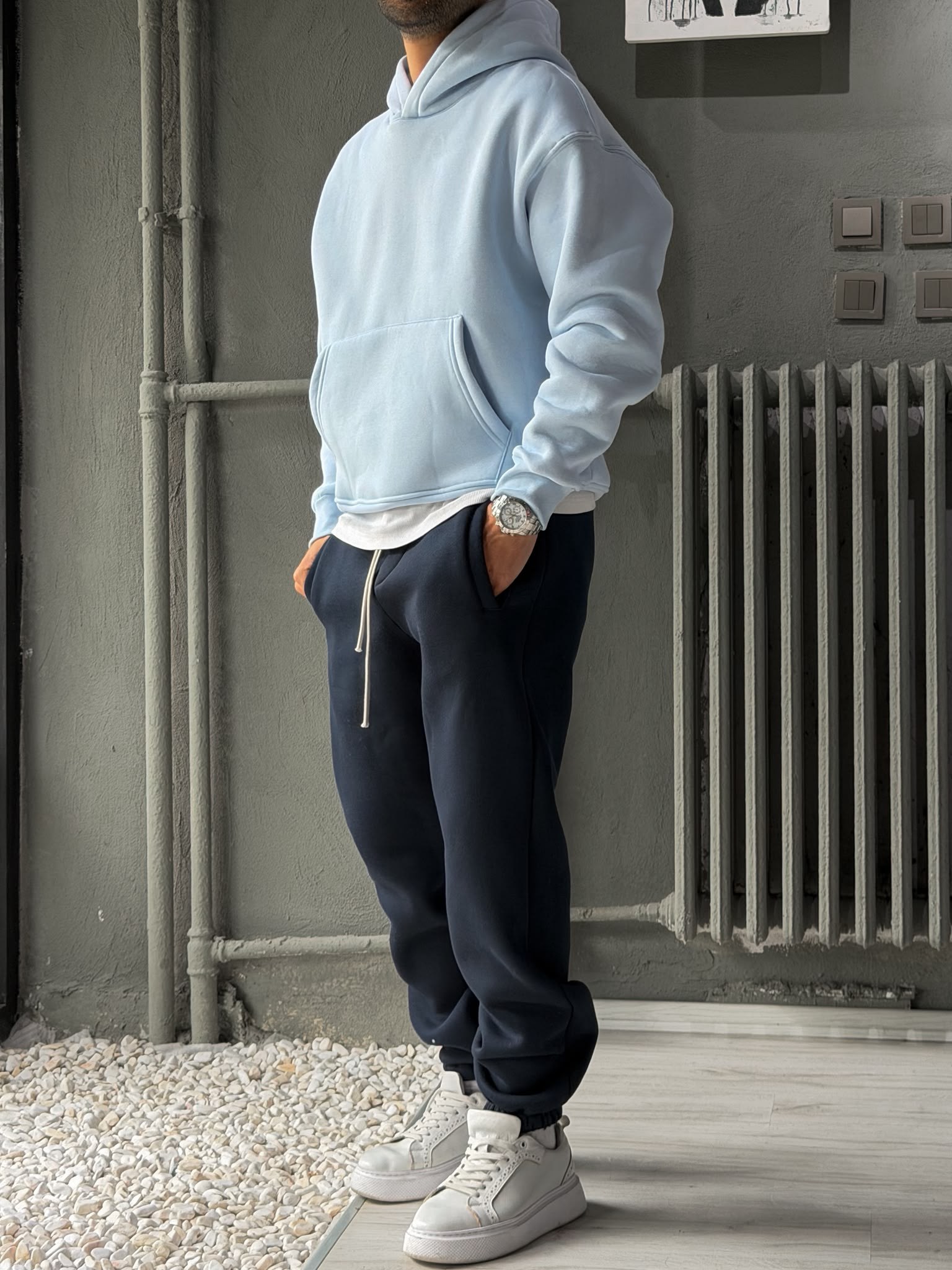 Oversize Şardonlu Hoodie