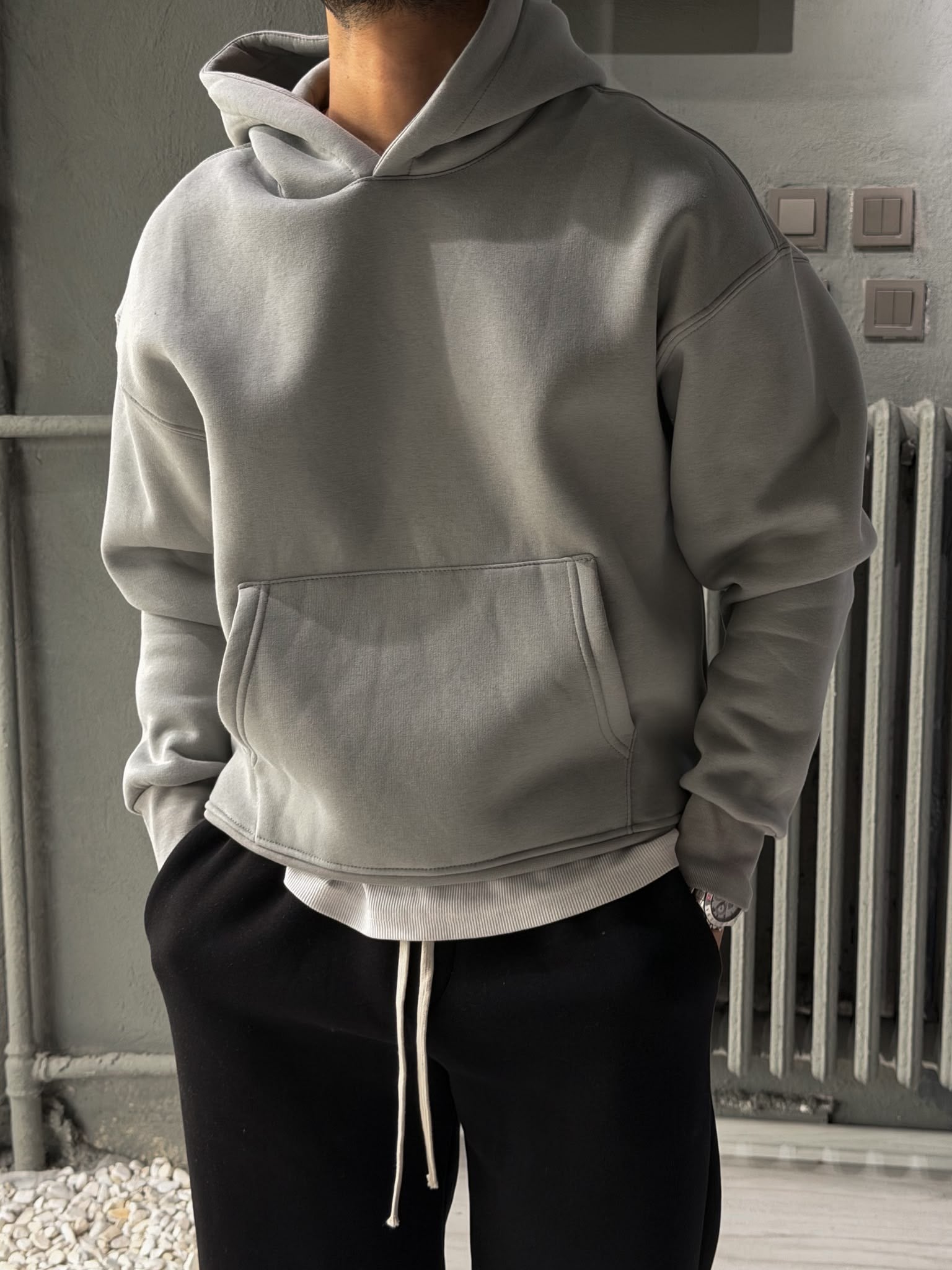 Oversize Şardonlu Hoodie