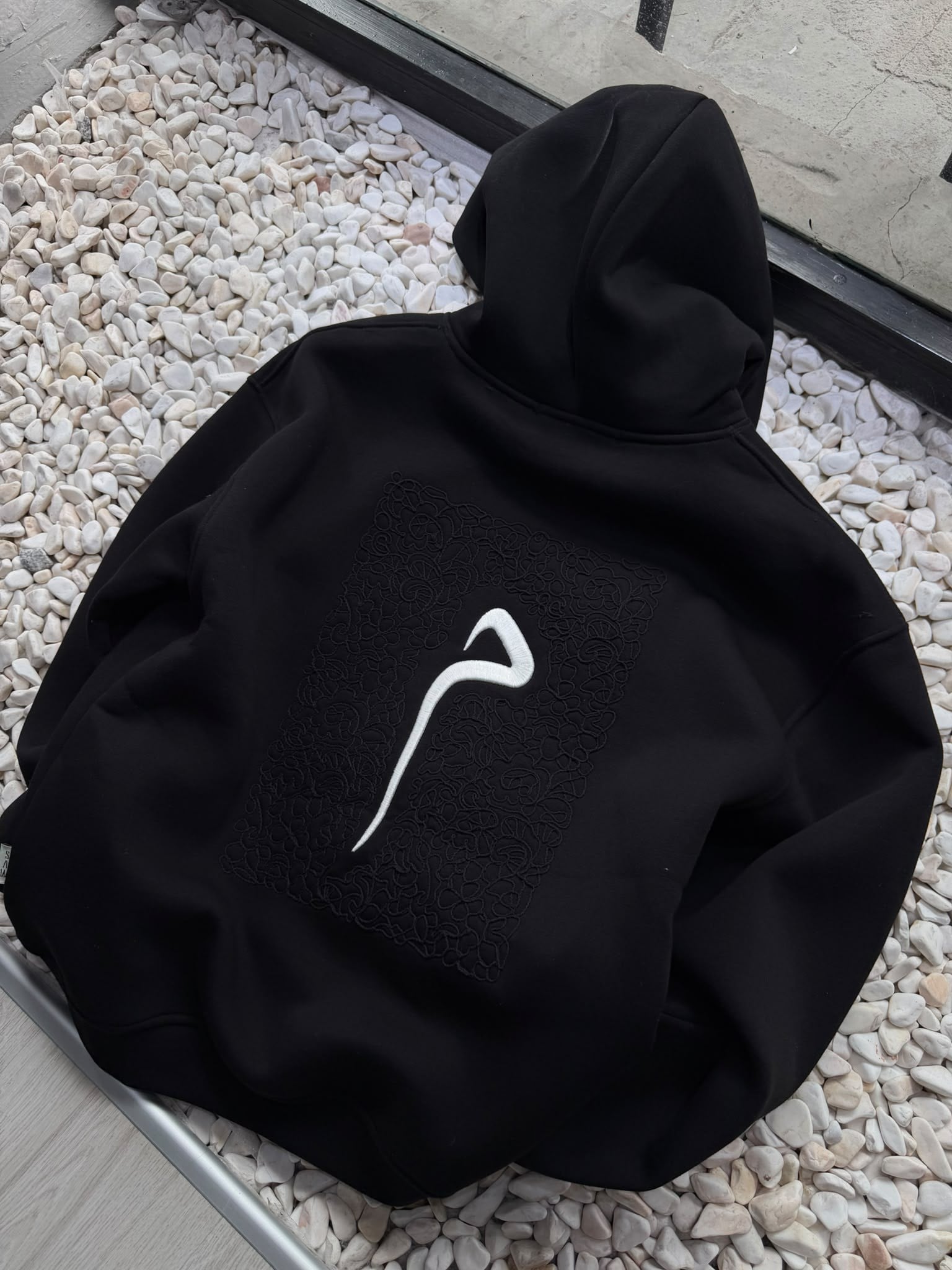 Şardonlu Oversize Nakışlı ve Baskılı Sweatshirt