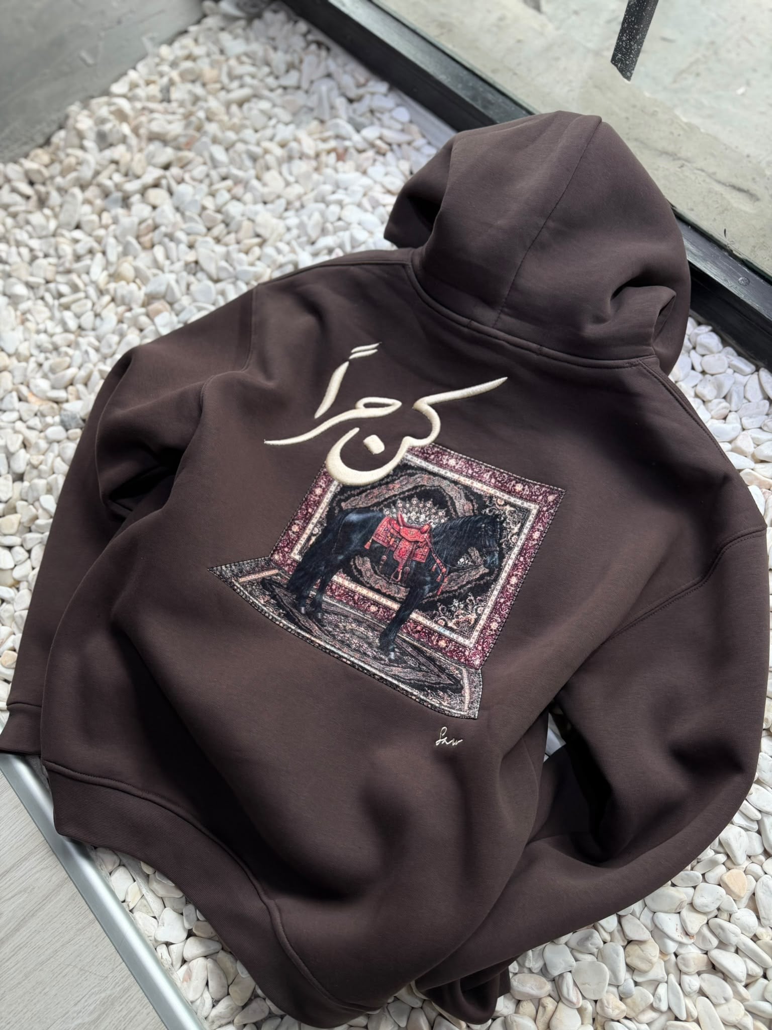 Şardonlu Oversize Nakışlı ve Baskılı Sweatshirt