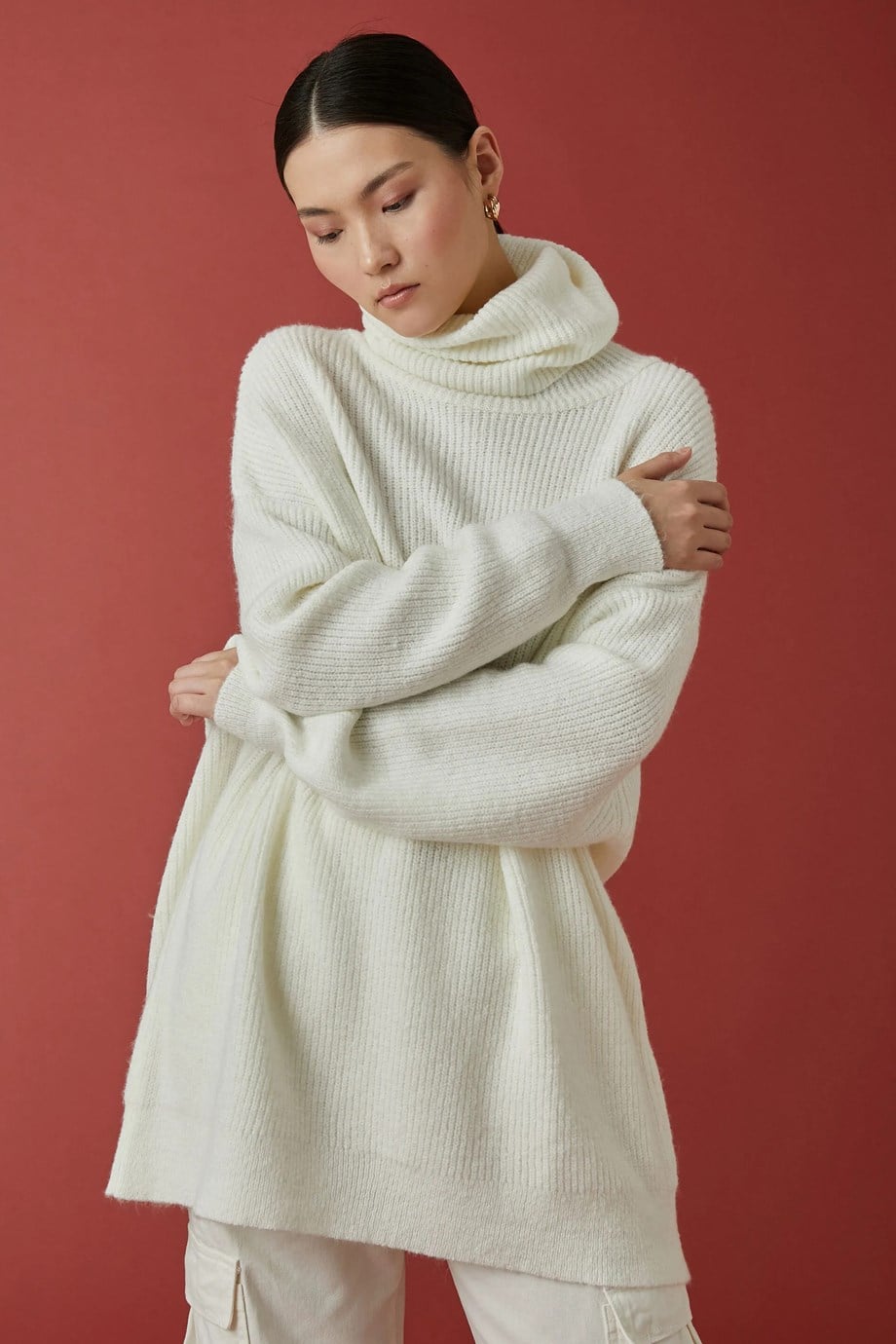 KADIN EKRU  BOĞAZLI KAZAK 3WAK90104HT