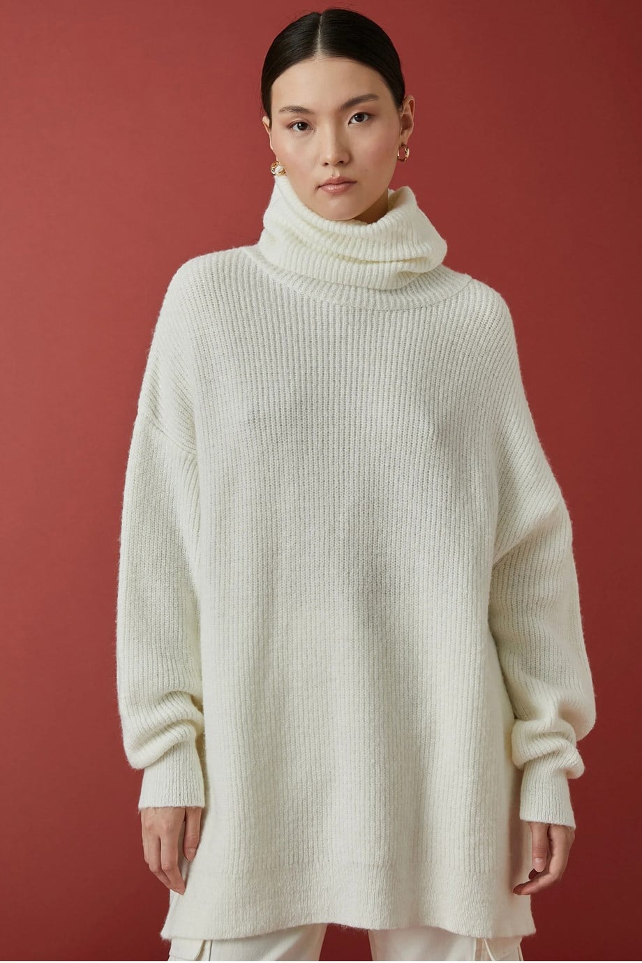 KADIN EKRU  BOĞAZLI KAZAK 3WAK90104HT