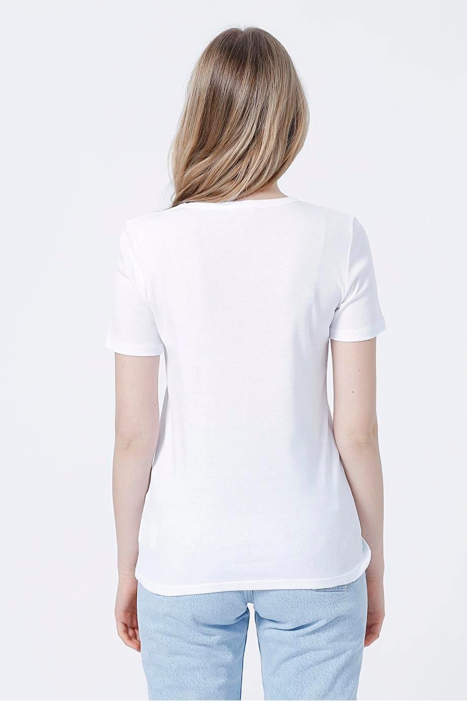 BENETTON KISA KOLLU BEYAZ T-SHİRT  3GA2E16A2-2K5 