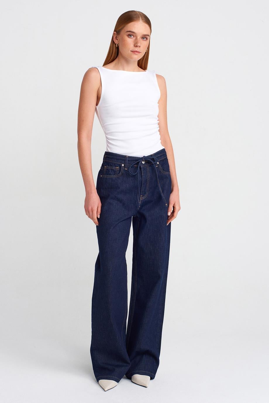 Büzgülü Kayık Yaka Top-Beyaz 31589-2Y6