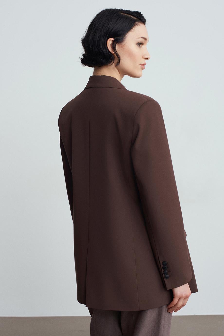 Kruvaze Blazer Ceket-Kahve 60784-2Y6