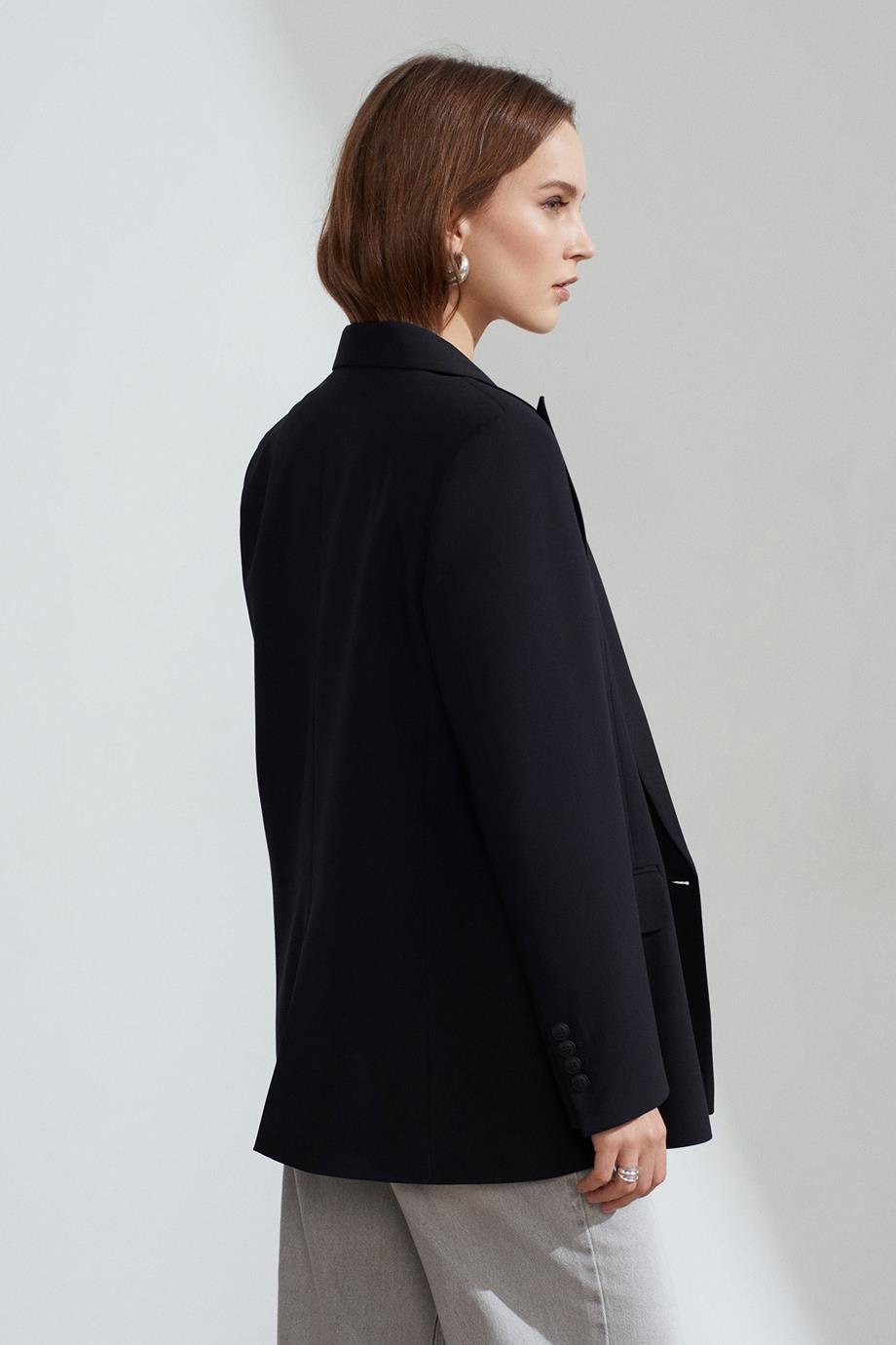 Kruvaze Blazer Ceket-Siyah 60784-2Y6