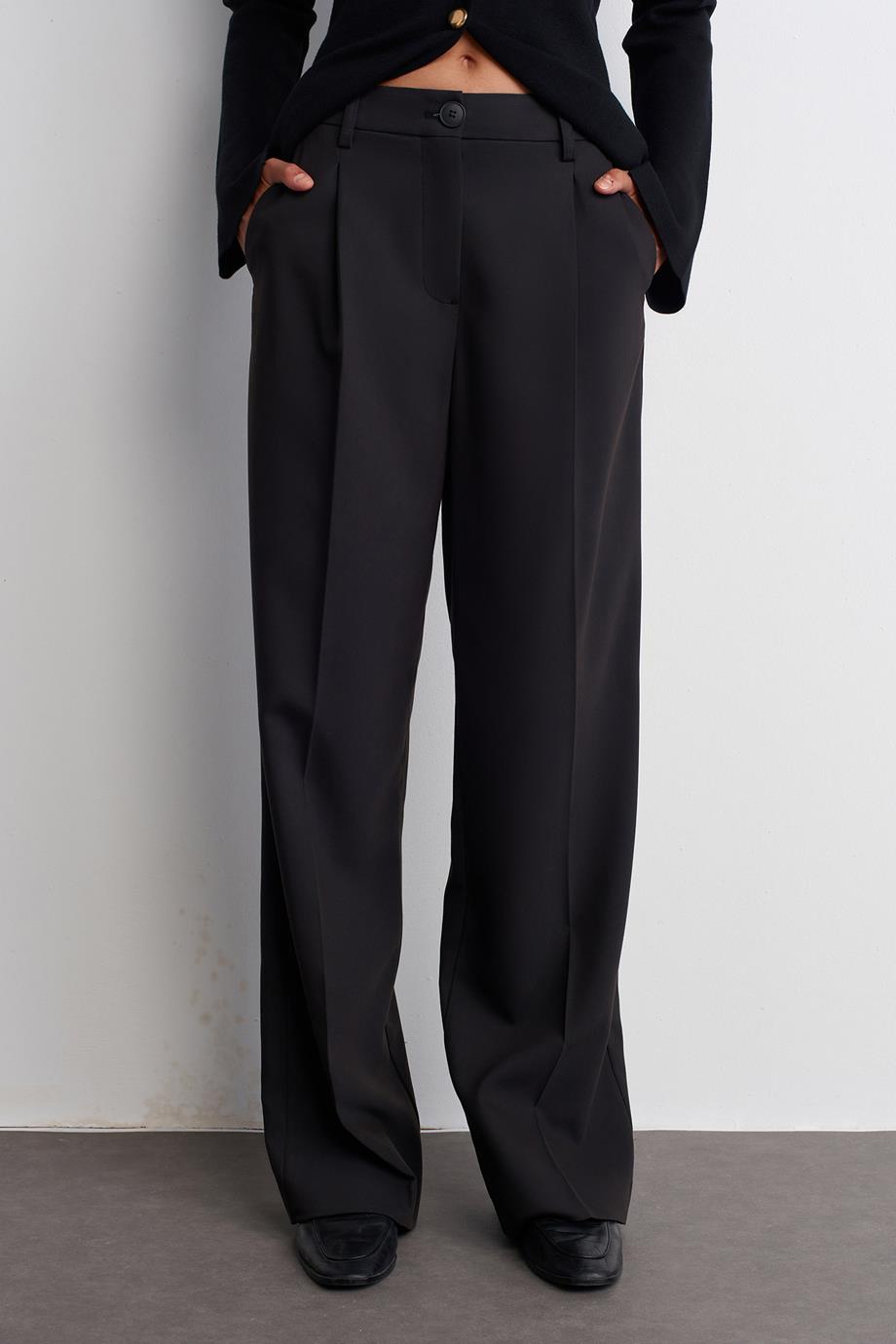 Yüksek Bel Klasik Siyah Kadın  Pantolon 71543-2K5