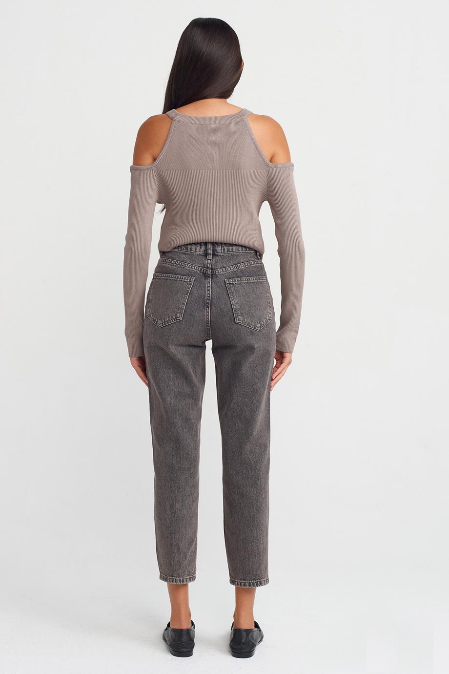 YIKAMALI MOM JEAN SİYAH KADIN PANTOLON  71707-2K5