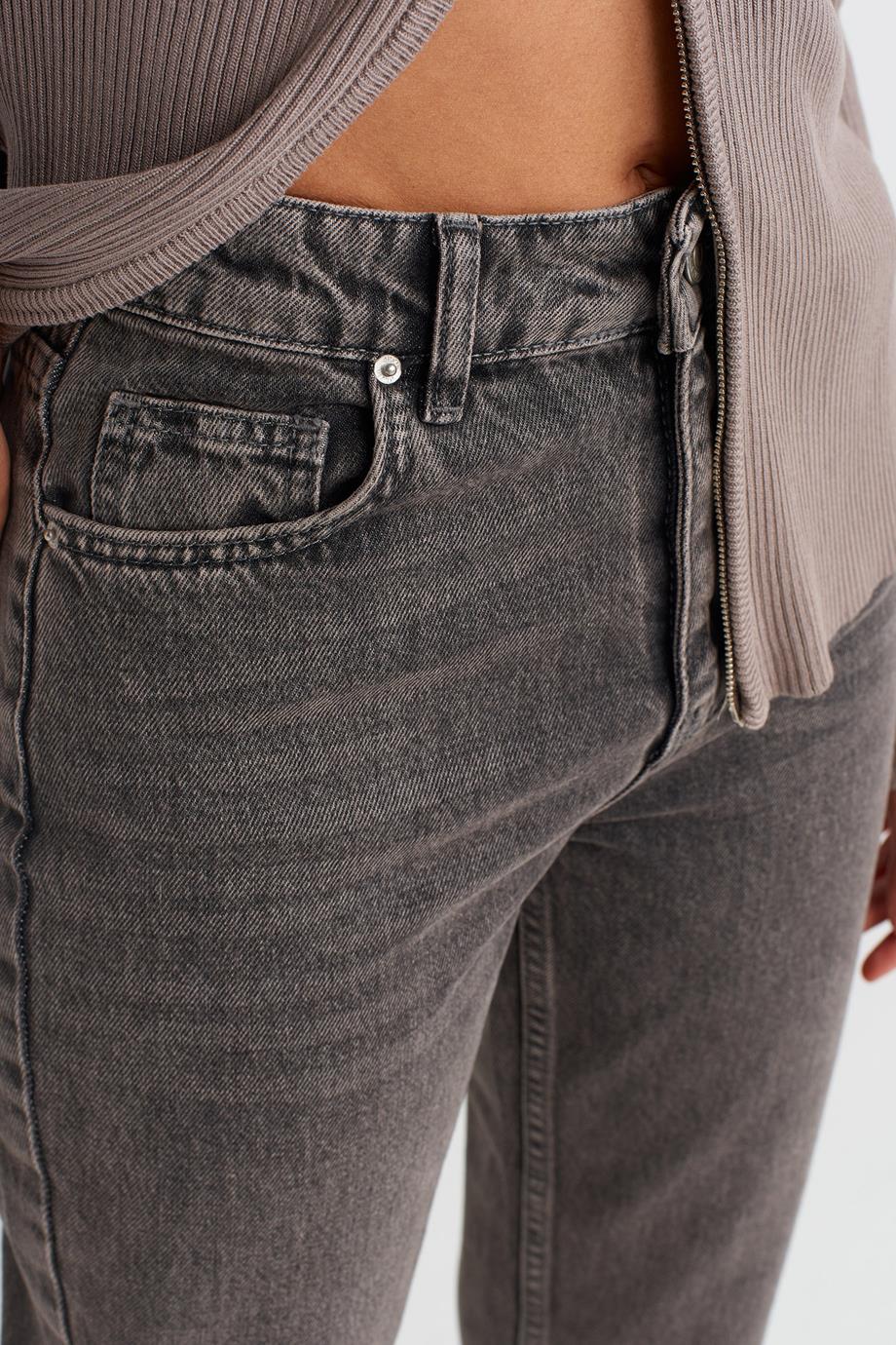 YIKAMALI MOM JEAN SİYAH KADIN PANTOLON  71707-2K5