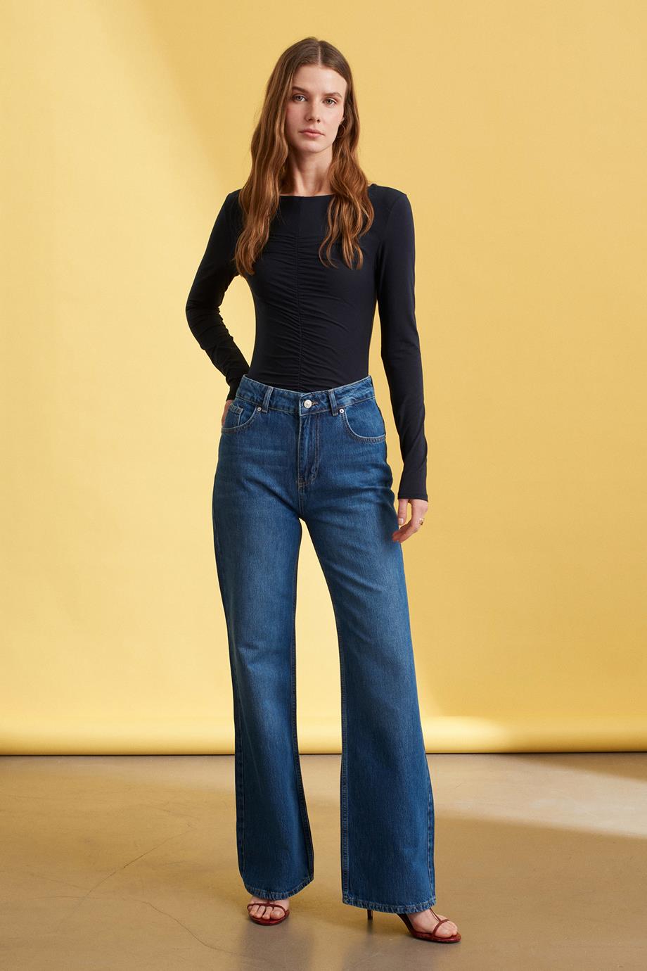 Yüksek Bel Wide Leg Jean-Mavi 72293-2Y6