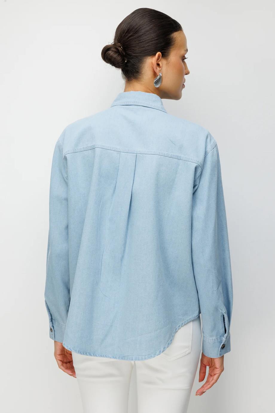 Renkli Taşlı Kot Gömlek Blue 2912-2Y6