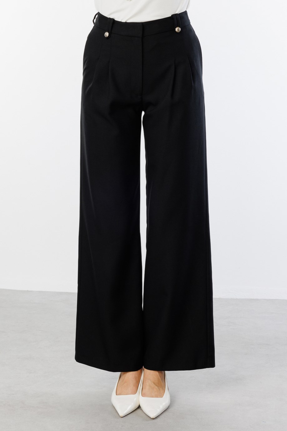 Köprülü Bol Paça Pantolon Siyah 4124-2Y6