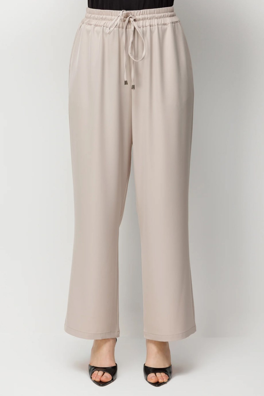 Beli Bağcıklı Bol Paça Pantolon Kum 4126-2Y6