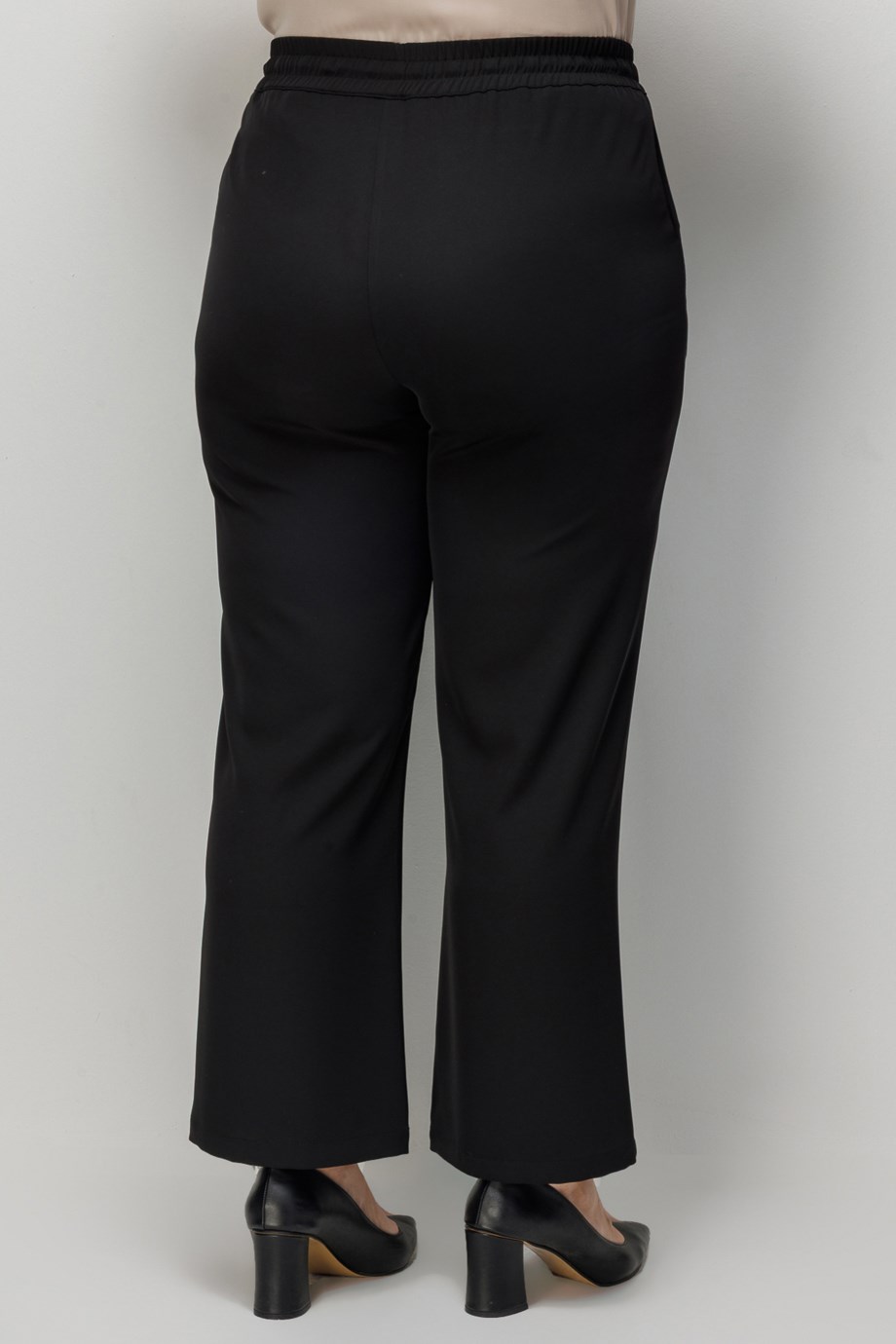 Beli Bağcıklı Bol Paça Pantolon Siyah 4126-2Y6