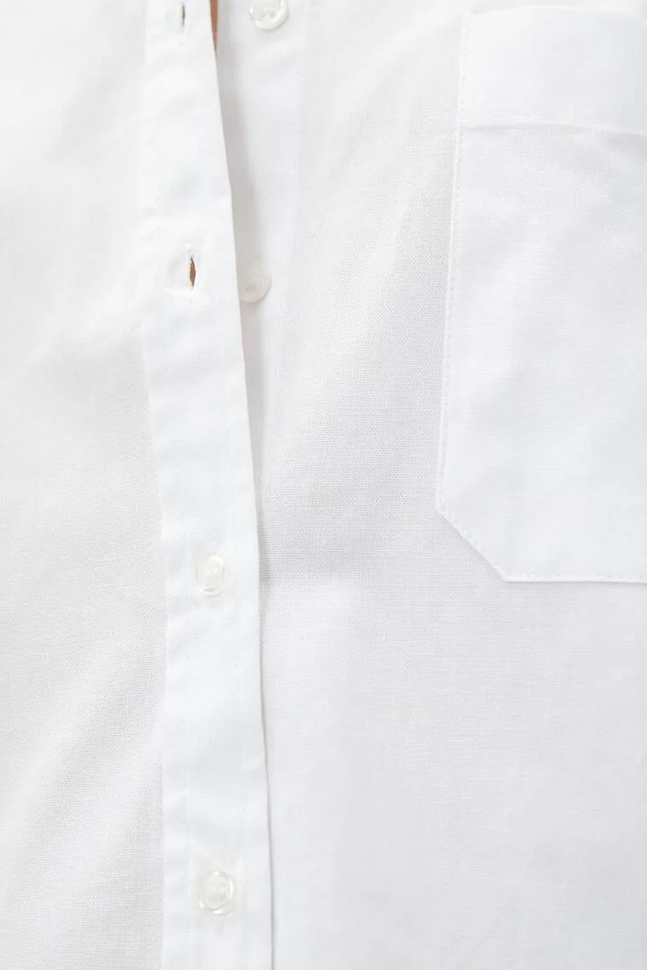 Oversize Cepli Pamuklu Beyaz Kadın Gömlek  3SAK60220PW