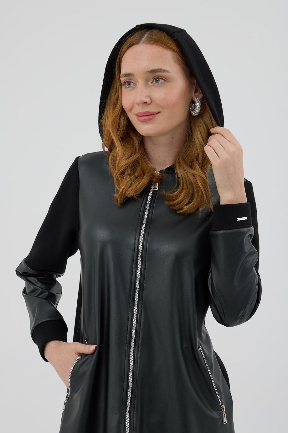 FERMUARLI DERİ DETAYLI SİYAH KADIN KAP MB15.152-2K5