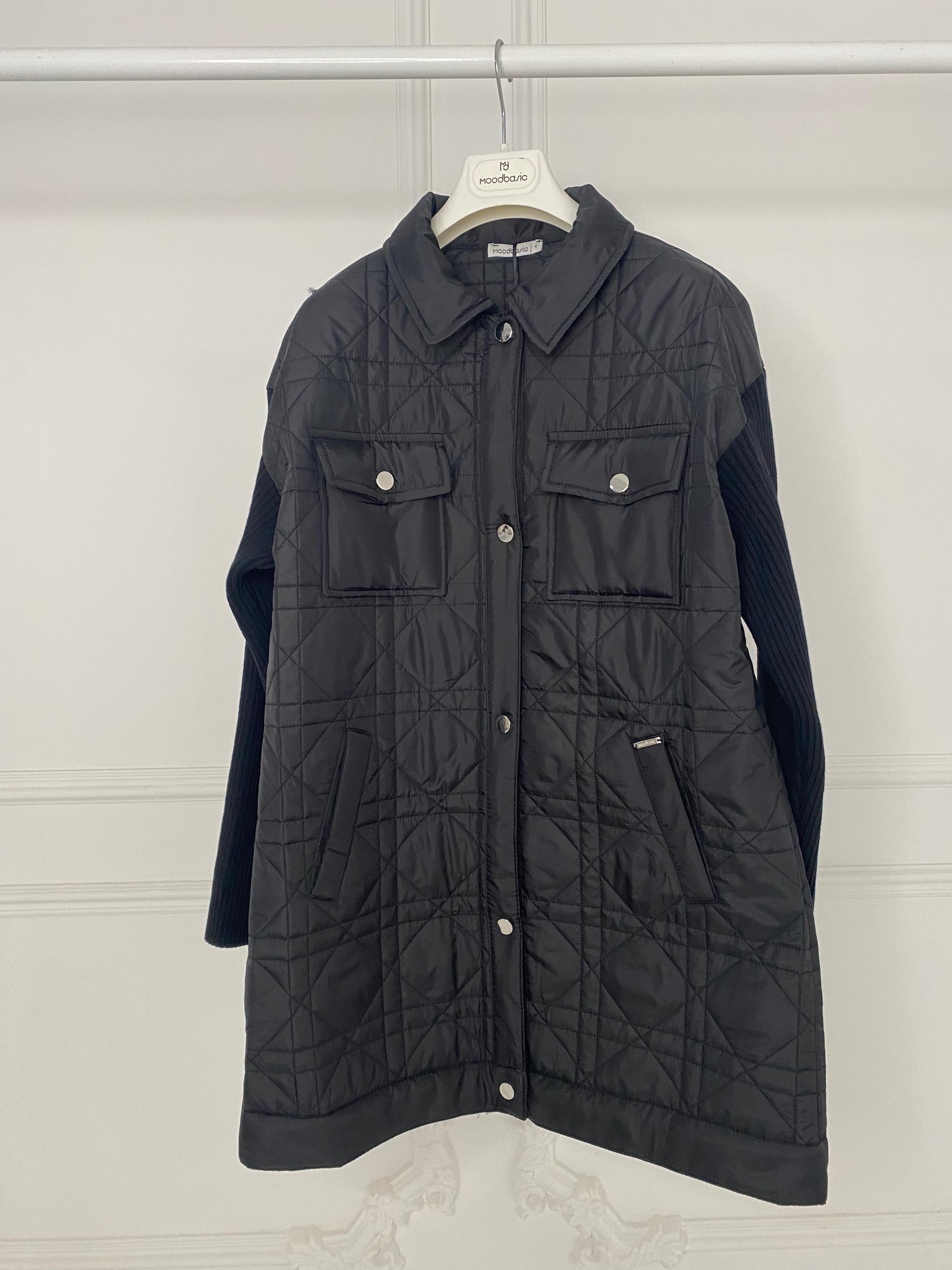 GÖMLEK YAKA CEPLİ SİYAH KADIN CEKET MB04.42-2K5