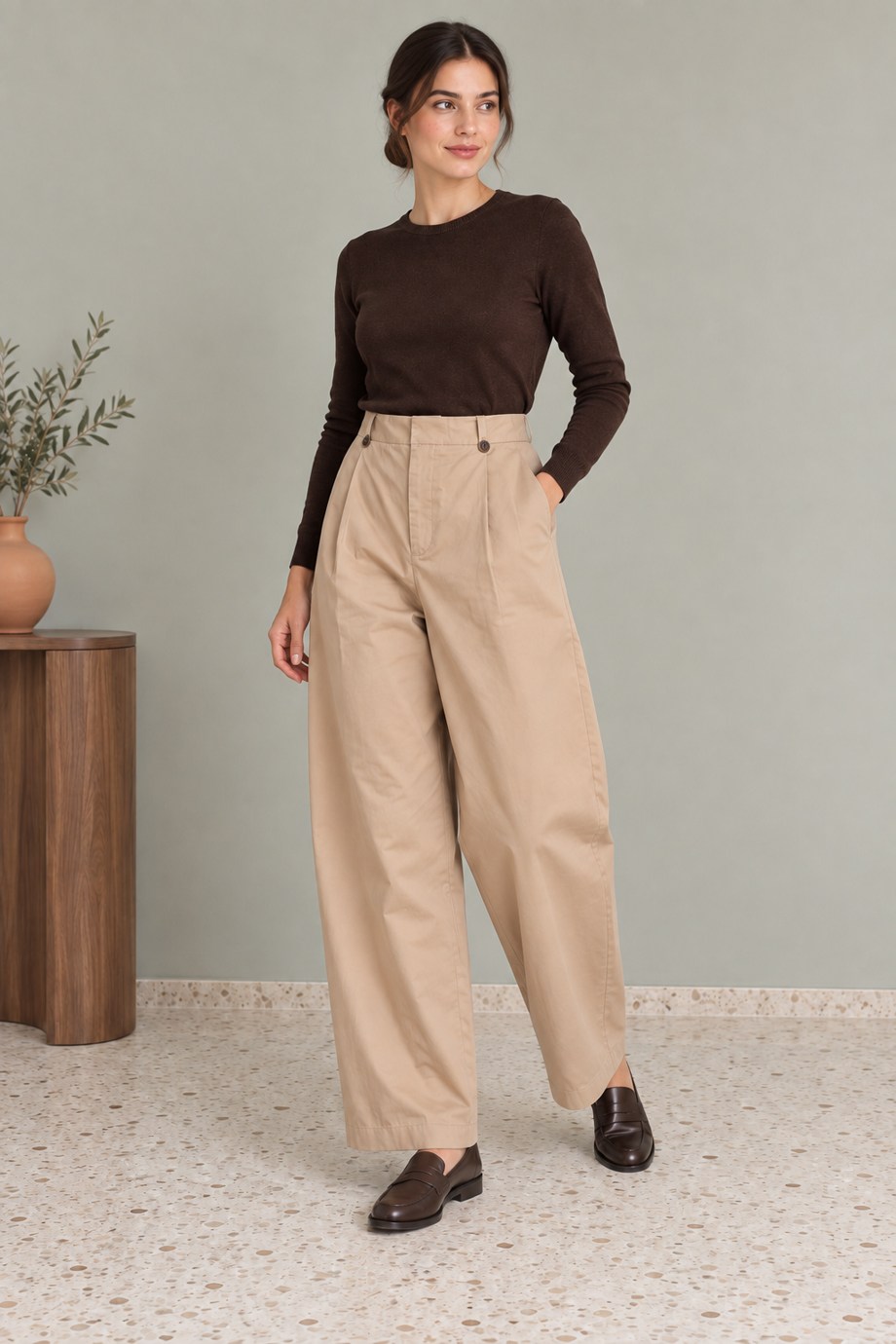 45397-2K7 O.NEGRO PANTOLON-BEJ