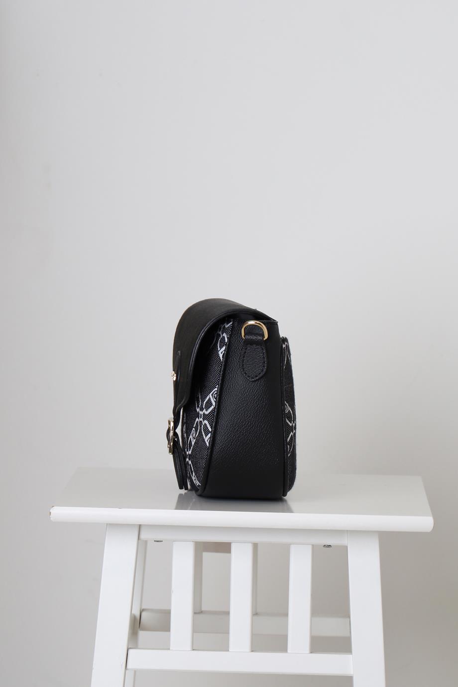 BASKILI UZUN ASKILI SİYAH  KADIN ÇANTA 828-2K5