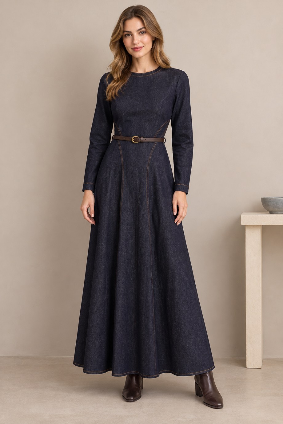 12719-2K7 PUANE ELBİSE-NAVY