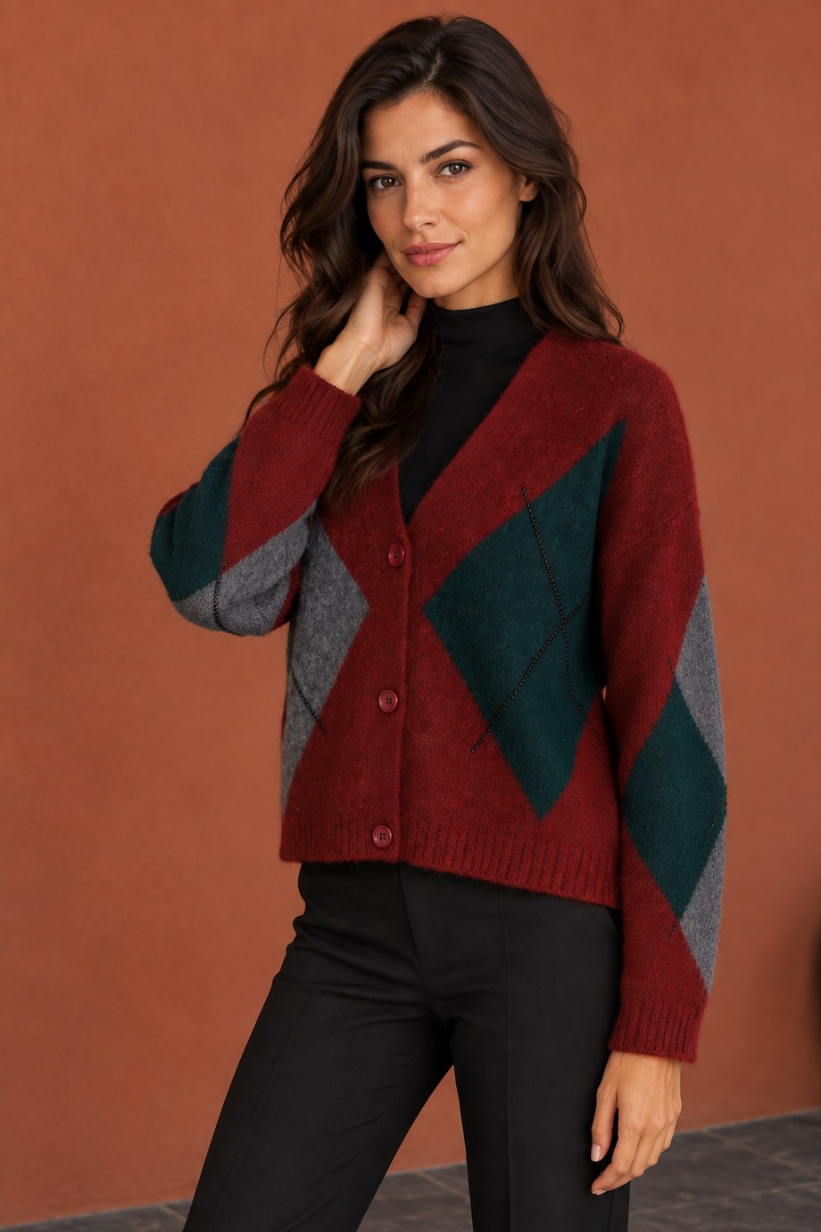 Kadın Bordo Hırka T95235-2K7