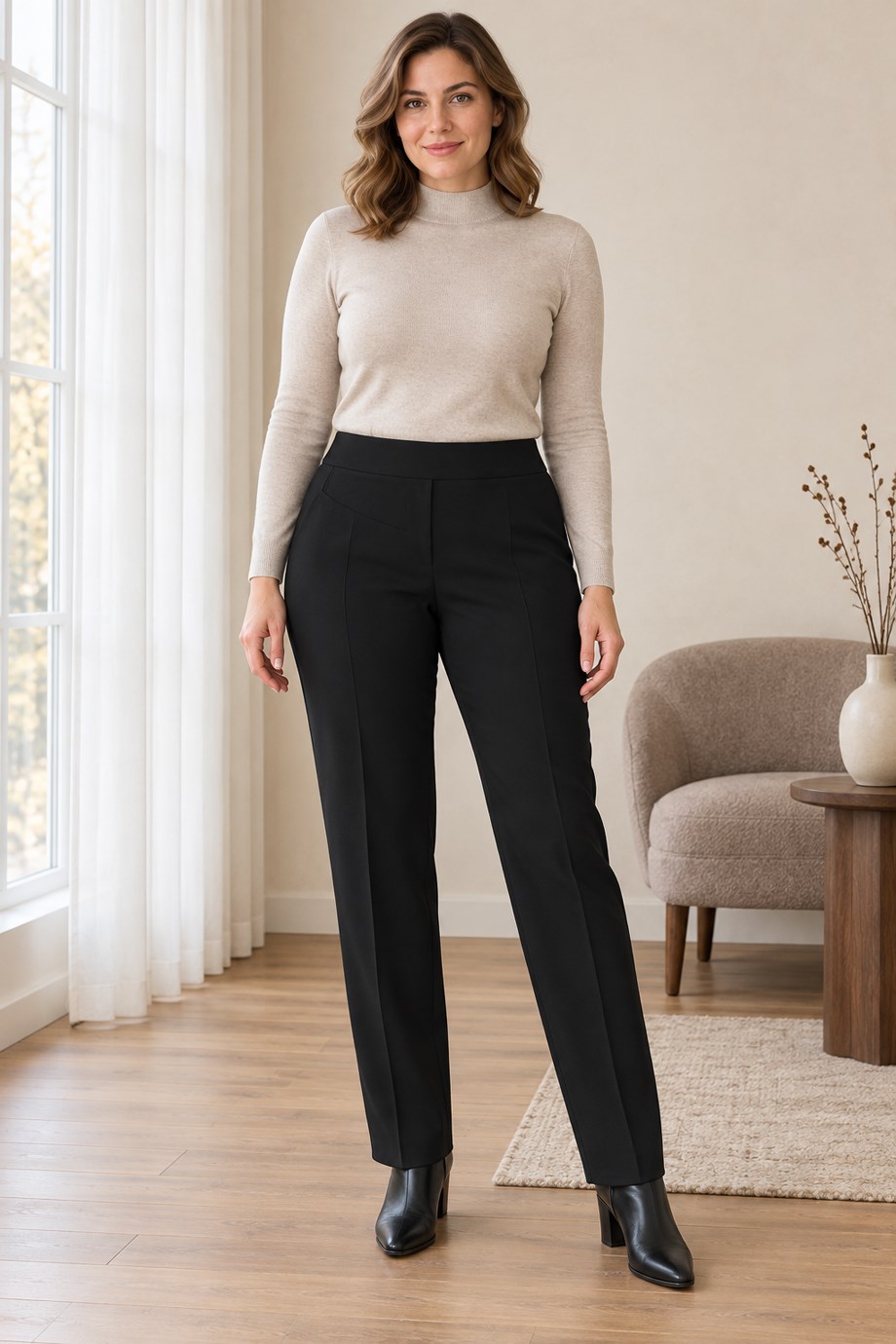 6100-2K7 SERPİL TANRIVERDİ PANTOLON-SİYAH