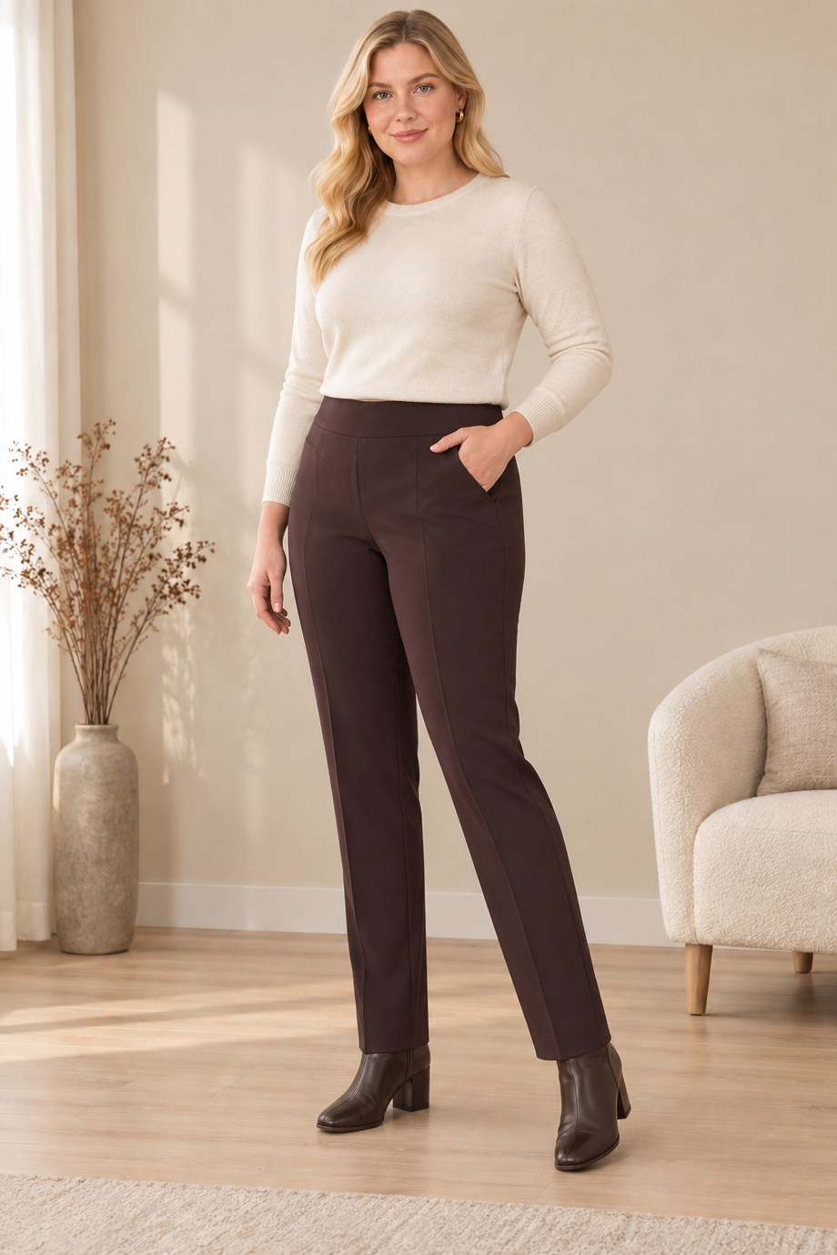 6100-2K7 SERPİL TANRIVERDİ PANTOLON-KAHVE