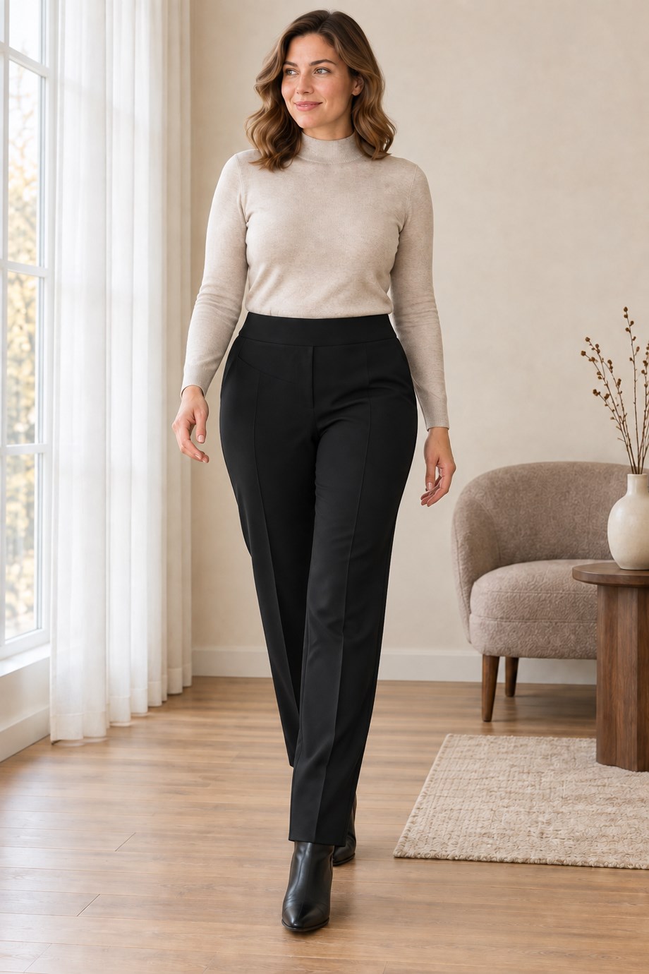 6100-2K7 SERPİL TANRIVERDİ PANTOLON-SİYAH