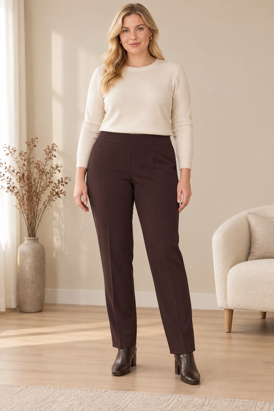 6100-2K7 SERPİL TANRIVERDİ PANTOLON-KAHVE