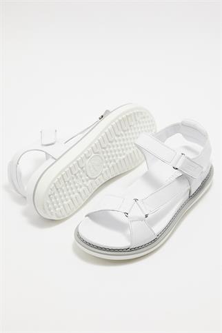 Comfort Deri Beyaz Kadın Sandalet 202064-2Y3