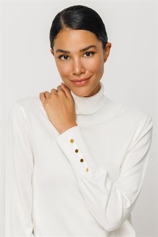 Süs Düğmeli Triko Ekru Kadın Kazak 27503-2K4