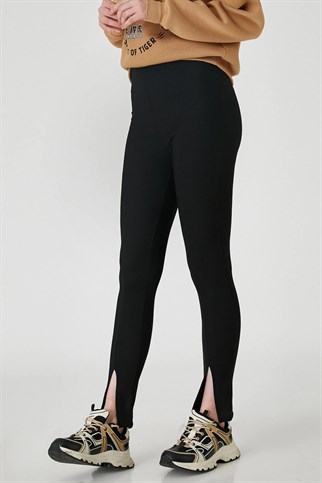 Yırtmaç Detaylı Siyah Kadın Tayt 3WAL40036IK