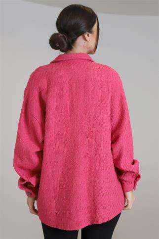 CEPLİ UZUN KOLLU FUŞYA KADIN GÖMLEK  4174-2K3