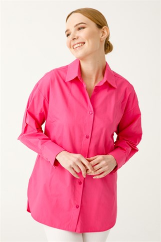 Pamuklu Fuşya  Kadın Gömlek 62301-2Y2