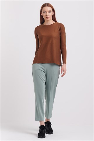 SIFIR YAKA UZUN KOLLU CAMEL KADIN KAZAK 75318-2K3