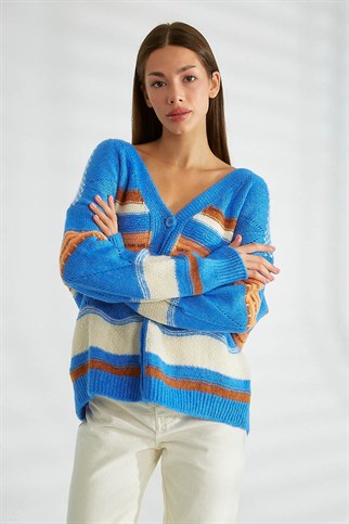 Düğmeli Kadın Somon Triko Hırka 93707-2K3