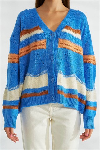 Düğmeli Kadın Somon Triko Hırka 93707-2K3