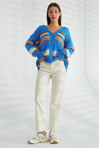 Düğmeli Kadın Somon Triko Hırka 93707-2K3