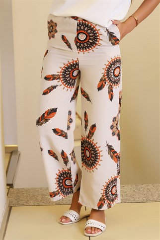 DESENLİ ORANJ  KADIN PANTOLON 9658-2Y2