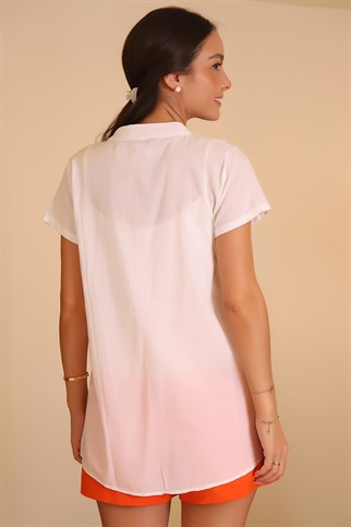 Önü Desenli Kadın Beyaz Bluz B-065-2Y2