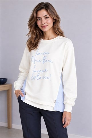 28989-2K7 BEBE PLUS SWEAT-EKRU MAVİ