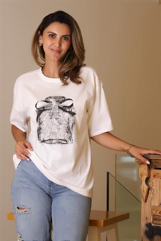 SIFIR YAKA BASIC KADIN EKRU  T-SHİRT  29456-2Y5