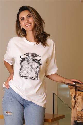 SIFIR YAKA BASIC KADIN EKRU  T-SHİRT  29456-2Y5