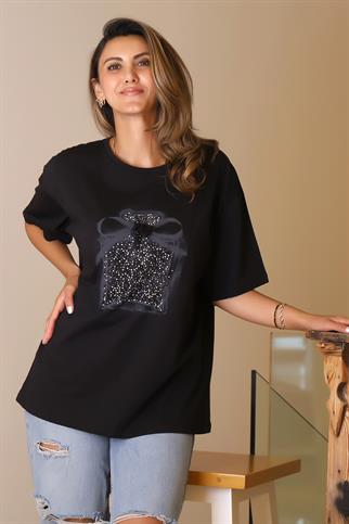 SIFIR YAKA BASIC KADIN SİYAH T-SHİRT 29456-2Y5